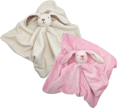 Cute since 1999 - Biologisch Knuffeldoekje - Ecru Konijn & Roze Konijn - Doudou - 2 stuks - 35 x 35 cm