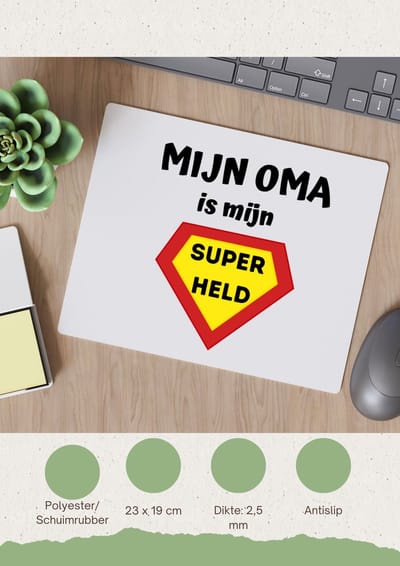 Akyol - mijn oma is mijn superheld Muismat - Oma - super oma - verjaardag - cadeautje voor oma - oma artikelen - kado - geschenk - 23 bij 19 cm