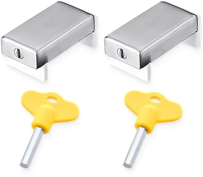 Dailygoods- Schuifraamslot 2 Stuks - Raambeveiliging - Raamgrendel - Kinderslot Raam - Duurzaam Roestvrij Staal - Verstelbare Sleutel - Raamslot