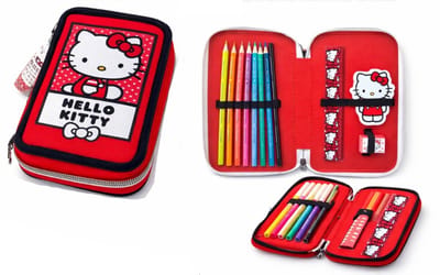 Hello Kitty etui met inhoud - Potloden - Viltstiften - Gum - Puntenslijper