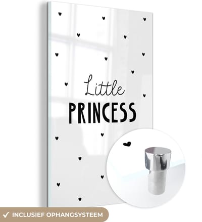 MuchoWow® Glasschilderij 120x180 cm - Schilderij acrylglas - Spreuken - Little princess - Meisjes - Prinses - Quotes - Foto op glas - Schilderijen
