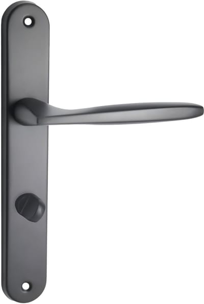 DOMINO MIA - Deurkruk op langschild - WC badkamersluiting 78mm DIN - Mat zwart - Luxe set van aluminium deurbeslag