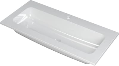 INK® Faktor wastafel polystone centraal met 1 kraangat, 100x45x1,5cm, glans wit