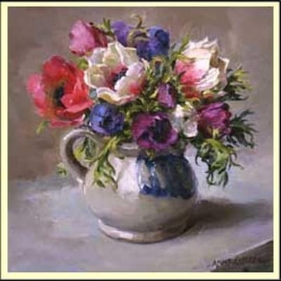 Dubbele kaart met env. Anemonen 12x12cm