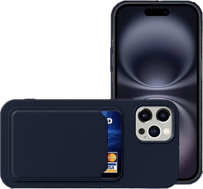 Hoesje geschikt voor Apple iPhone 16 Pro Pasjes houder Hoesje - Portemonnee - Kaart houder - Blauw