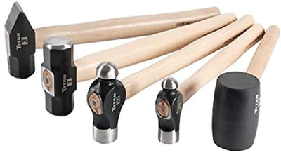 Hickory houten handvat hamerset - 5 stuks