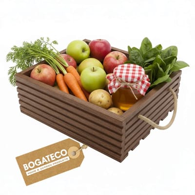 BOGATECO Houten kist Natuur 40x35x14,5 cm Houten kist Decoratie Houten doos Fruitkist Groentekist Houten kist voor opslag Opbergdoos Kist Hout Cadeau Decoratie Wijnkist DONKERBRUIN