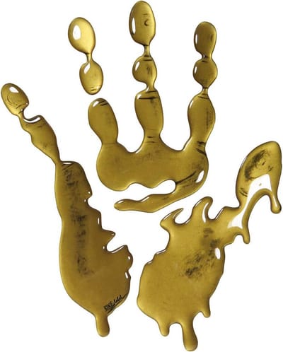 Tankpad voor Motorfiets Zelfklevende Valbeveiliging Gouden Metallic Handafdruk
