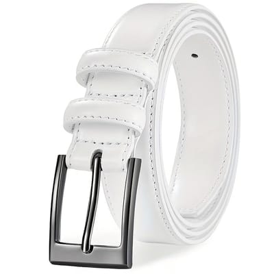 Witte Riem 116 cm – Leren Riem van Koeienleer met Metalen Gesp voor Casual & Formeel Gebruik