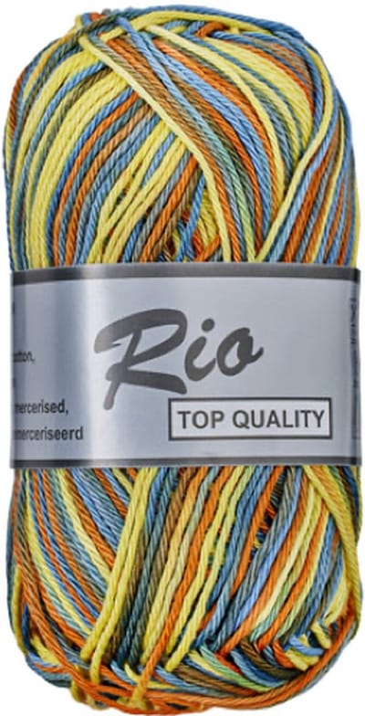 Rio Multi blauw geel (635) haakkatoen - gemêleerd katoen haakgaren - pakket 5 x 50 gram