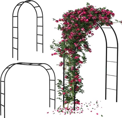 Metalen Tuinboog - Bruiloft Arch - Decoratie Bruiloft - Twee Manieren Montage - 240 cm Hoog - Zwart