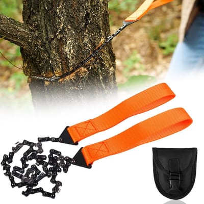 Handkettingzaag - Draadzaag - Draagbare Kettingzaag - Pocket Saw - Survival Zaag - Incl heuptasje - Oranje