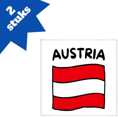 Akyol - austria vlag brillendoekjes - Oostenrijk - reizigers - toerist - verjaardagscadeau - souvenir - vakantie - 17,8 bij 17,8 cm - 2 stuks