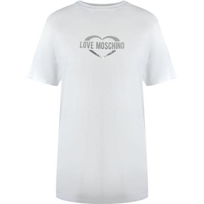 Love Moschino Shiny Heart Logo White T-shirt
