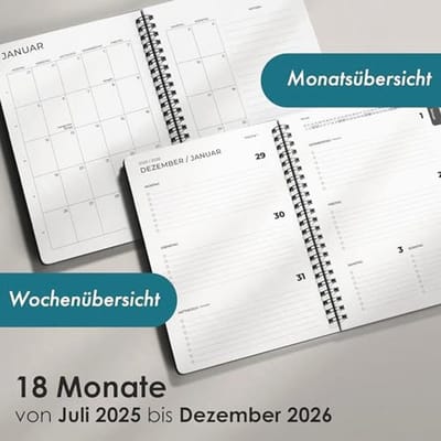 Minimalistische A5-formaat weekplanner 2025-2026 – 18 maanden agenda voor afspraken en organisatie