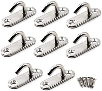 M5 Wall Mounted Ceiling Hook Heavy Duty 304 Stainless Steel Pad Eye Plate for Yoga Swing Boot Rigging Marine Deck Hardware (8PCS)