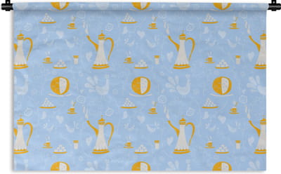 Wandkleed - Wanddoek - Patronen - High tea - Thee - 90x60 cm - Wandtapijt