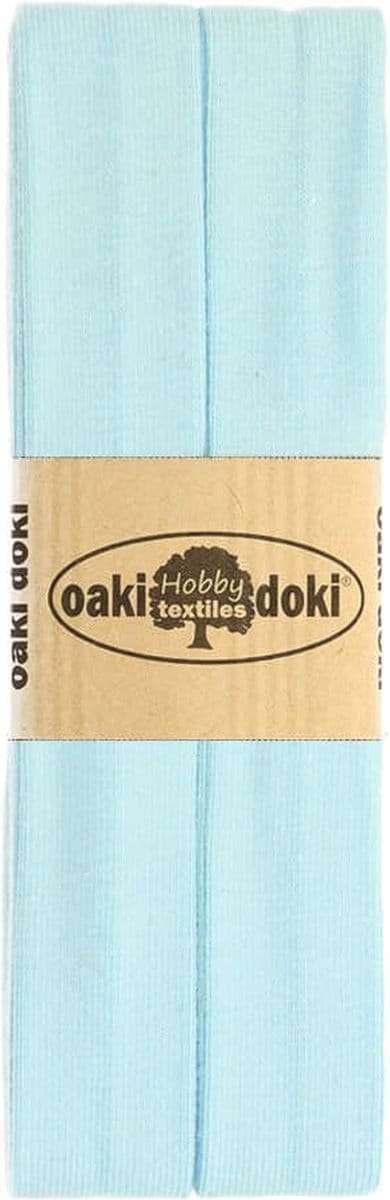 Oaki Doki Jersey Tricot Biaisband 20mm – 3 Meter – Licht Babyblauw 102 – Elastisch Afwerkingslint voor Stretchstoffen