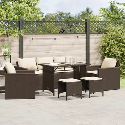 vidaXL - 6-delige - Loungeset - met - kussens - poly - rattan - bruin
