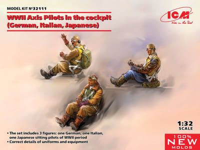 ICM Modelbouwpakket Militaire voertuigen - 32111 WWII Axis Pilots in the cockpit - German, Italian, Japanese Plastic - 1:32 - Modelbouw