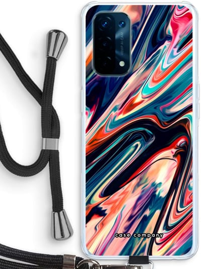Case Company® - Hoesje met koord geschikt voor Oppo A74 5G hoesje met Koord - Quantum Being - Telefoonhoesje met Zwart Koord - Bescherming aan alle Kanten en Over de Schermrand