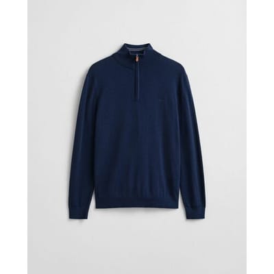 Gant Trui Extrafine Merino Wool Half Zip Marine / male