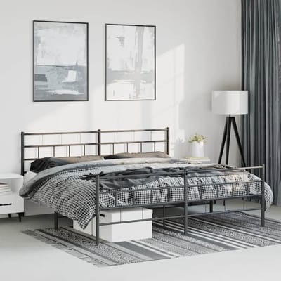 vidaXL - Bedframe - met - hoofd- - en - voeteneinde - metaal - zwart - 193x203 - cm