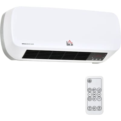 HOMCOM Wandblaflamp radiator UPW-verwarming keramiek PTC - 3 vermogensniveaus - inclusief afstandsbediening Wit Zwart