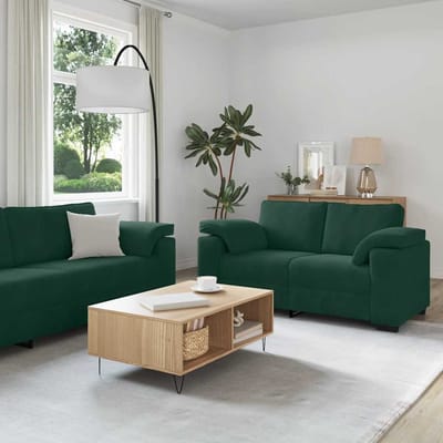 vidaXL - 2-delige - bankset - met - kussens, - donkergroen - fluweel