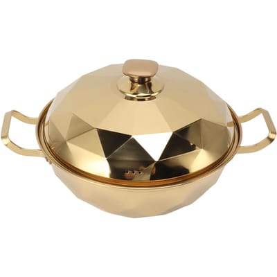 Cuit-vapeur 2 étages Acier inoxydable 201 Marmite polyvalente Batterie de cuisine avec couvercle et poignée pour cuisine L or