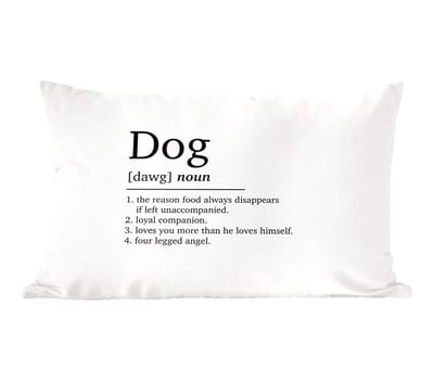 Sierkussens - Kussentjes Woonkamer - 60x40 cm - Dog - Spreuken - Quotes - Hond definitie - Woordenboek