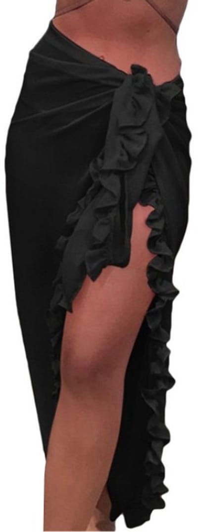 ASTRADAVI Pareo - Sarong met Roches - Dames Strandkledding Omslagdoek - Zwart