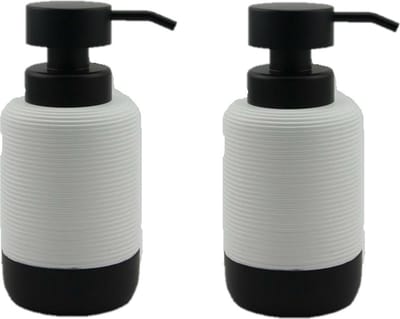 Items Zeeppompje/dispenser - 2x - klassiek - wit zwart - keramiek - 10 x 17 cm - toilet/badkamer/keuken