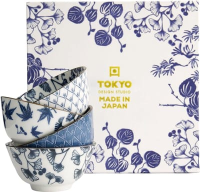 Tokyo Design Studio - Flora Japonica Rijstkommen Set - 4 Stuks - 300 ml - Ø 12 cm