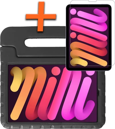 Hoesje - Geschikt voor Apple iPad Mini 6 (2021) - 8.3 inch - 6e Generatie - Met Screenprotector - Kinderhoes Shockproof Bumper - Kidsproof Case - Tablet Hoes - Kinder Hoes Cover - Zwart