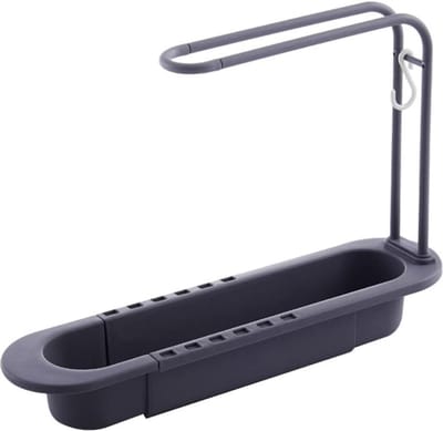 Spoelbak Organizer Telescopische Spoelhouder Uitbreidbaar - Keuken Aanrecht Organizer Rack - Spons Zeephouder Hangende Caddy Organizer - Sponzen Schotel Rack Hanger voor Thuis Keuken