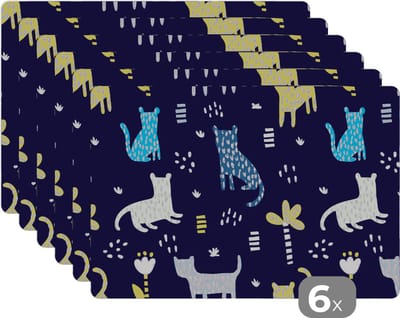 Placemat - Placemats kunststof - Design - Jungle - Luipaard - Dieren - 45x30 cm - 6 stuks - Hittebestendig - Anti-Slip - Onderlegger - Afneembaar