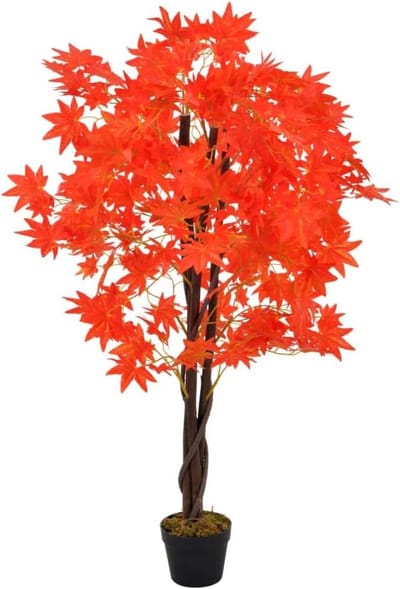 Kunstplant Esdoorn - Decoratieve plant - Woonkamer decoratie - Realistisch design - 120 cm hoog - Rood bruin