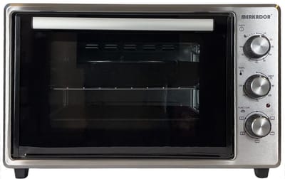 Merkador Vrijstaande Oven - 40 Liter - 1600 Watt - RVS Afwerking - Hetelucht - Gemakkelijk Schoon Te Maken Geëmailleerde Binnenruimte - Kruimelbak