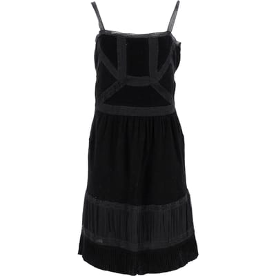 Moschino mouwloze jurk met kanten details in zwart katoen