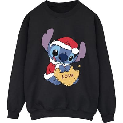 Disney Dames/Dames Lilo And Stitch Kerstmis Love Biscuit Sweatshirt (Zwart)