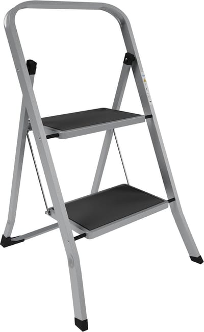 2-traps robuuste stalen vouwladder met antislip treden en inklapmechanisme - max. belasting 150 kg voor thuis, keuken, DIY, en tuin