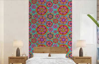 Behang - Fotobehang Design - Flower Power - Kleuren - Breedte 150 cm x hoogte 240 cm