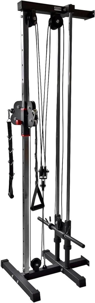 Krachtstation Kabel - Lattrekstation Thuissysteem - Thuis Krachttraining - Wandmontage Ruimtebesparend - 205 cm Hoog - Zwart