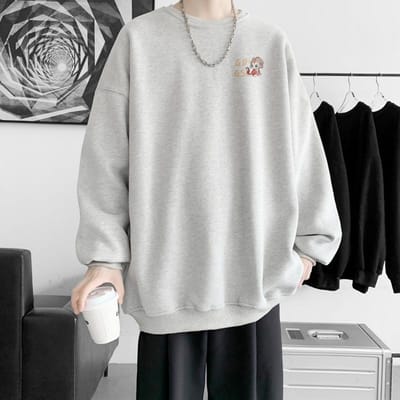 Trui Heren Lente en Herfst Amerikaanse Trend Lange Mouw Ronde Hals Top Tiener Casual Losse Kleding voor Koppels 5XL gray