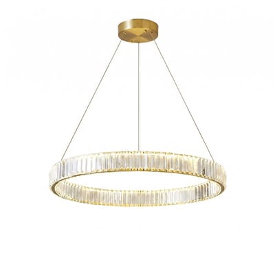 NordHaus Kristallen Hanglamp Goud - LED Kroonluchter - Ringlamp Modern Design - Dimbaar met Afstandsbediening - Diameter 36 cm