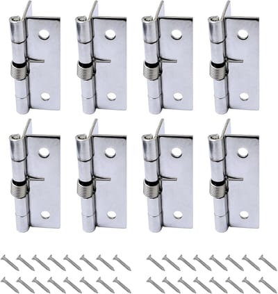 8X Zelfopenende Veerhengsels van RVS, Automatische Sluiting voor Onzichtbare Deuren, Duurzame en Betrouwbare Deurhengsels
