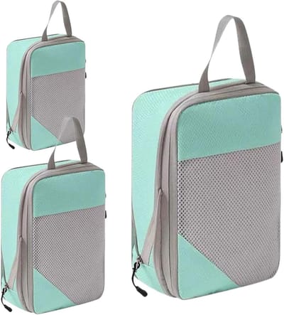Compressie Packing Cubes - Reisorganizer Koffers - Ruimte Besparen - Tot 50% Minder Volume - 3 Stuks - Blauw