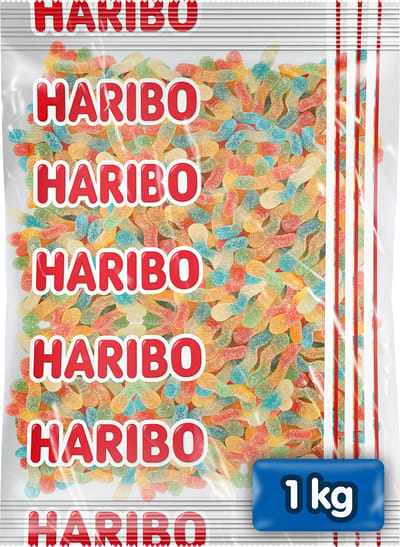 Haribo Rainbow worms - zuur snoep in fruitsmaken - 1kg zak