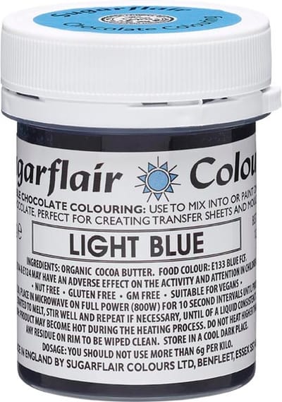 Sugarflair Chocolate Colour - Lichtblauw - 35g - Chocolade Kleurstof - Voedingskleurstof